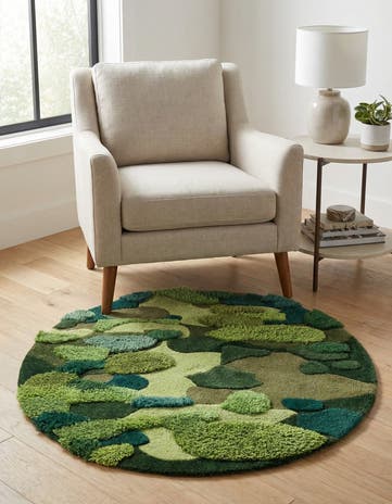 Green Moss Garden Round Rug