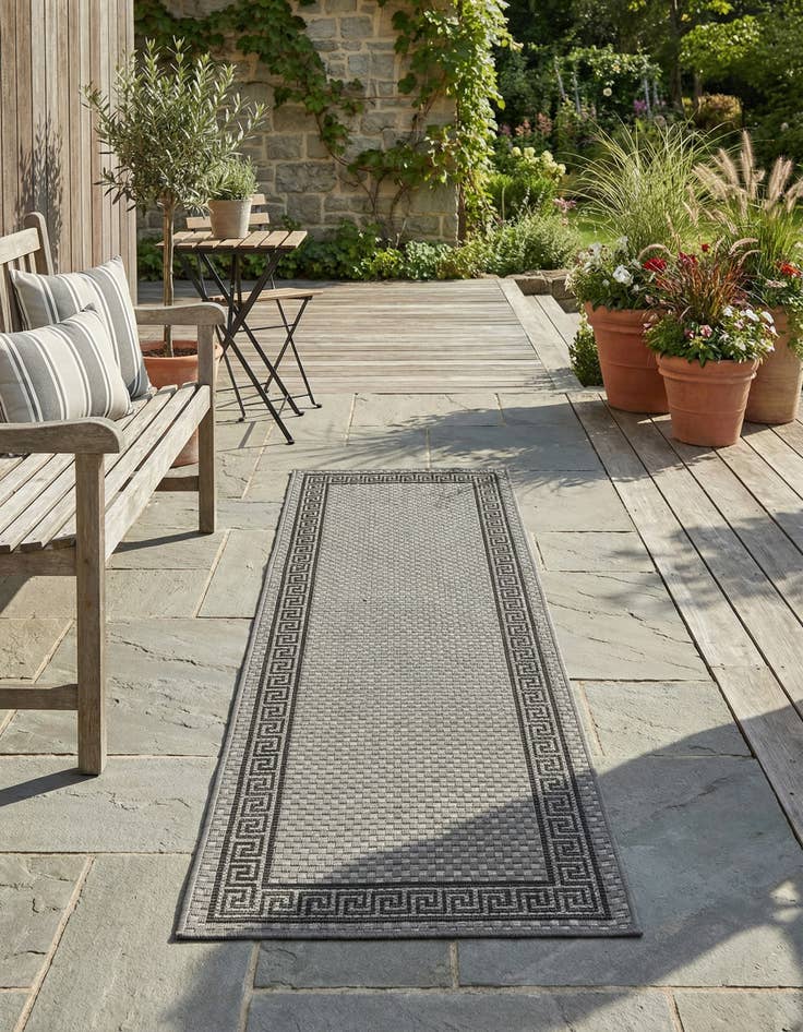 Detail image of 2' x 6' Easy-Clean Border Indoor / Outdoor Runner Rug