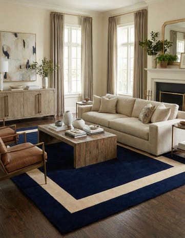 Cobalt Blue Jill Zarin Border Wool Rug