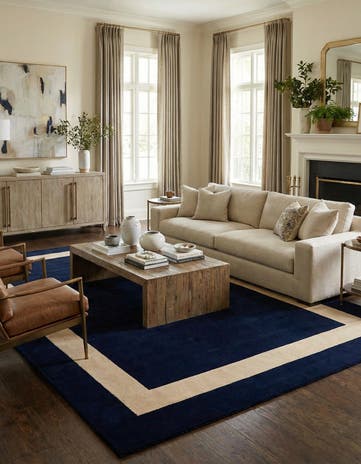 Cobalt Blue Jill Zarin Border Wool Rug