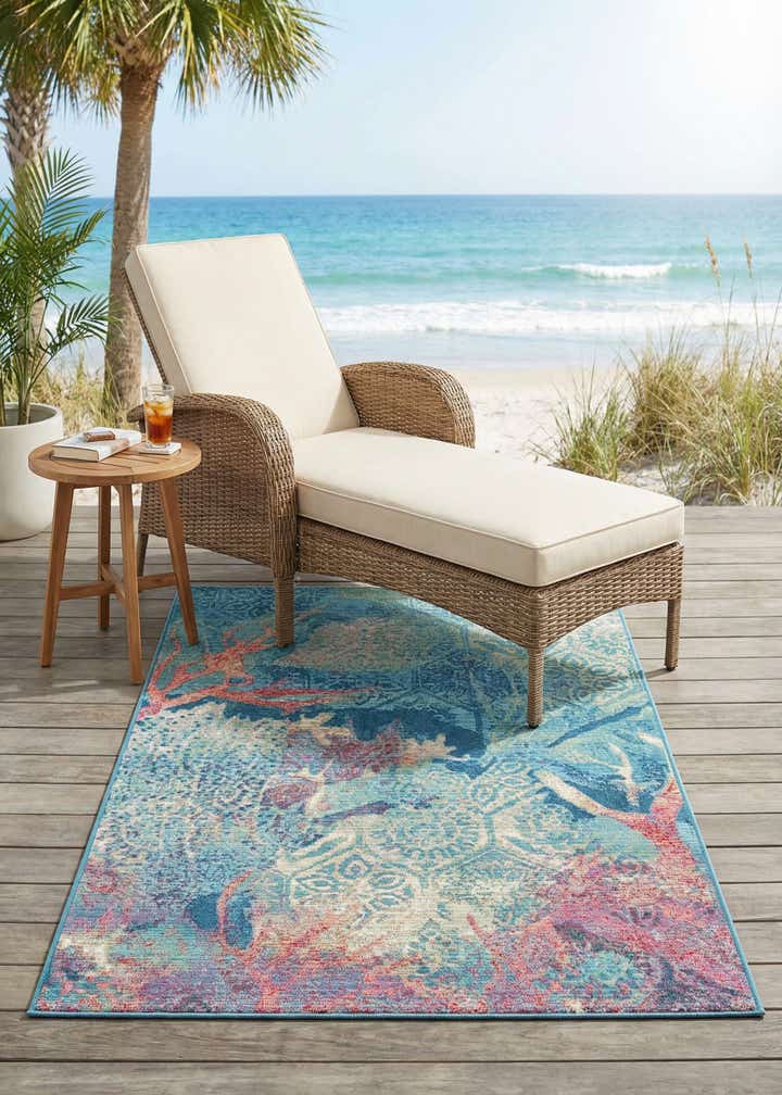3' 3 x 5' 3 Easy-Clean Coastal Indoor / Outdoor Rug