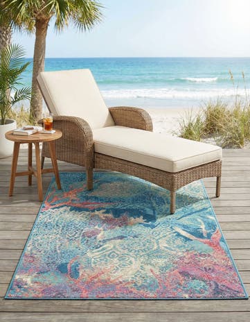 3' 3 x 5' 3 Easy-Clean Coastal Indoor / Outdoor Rug