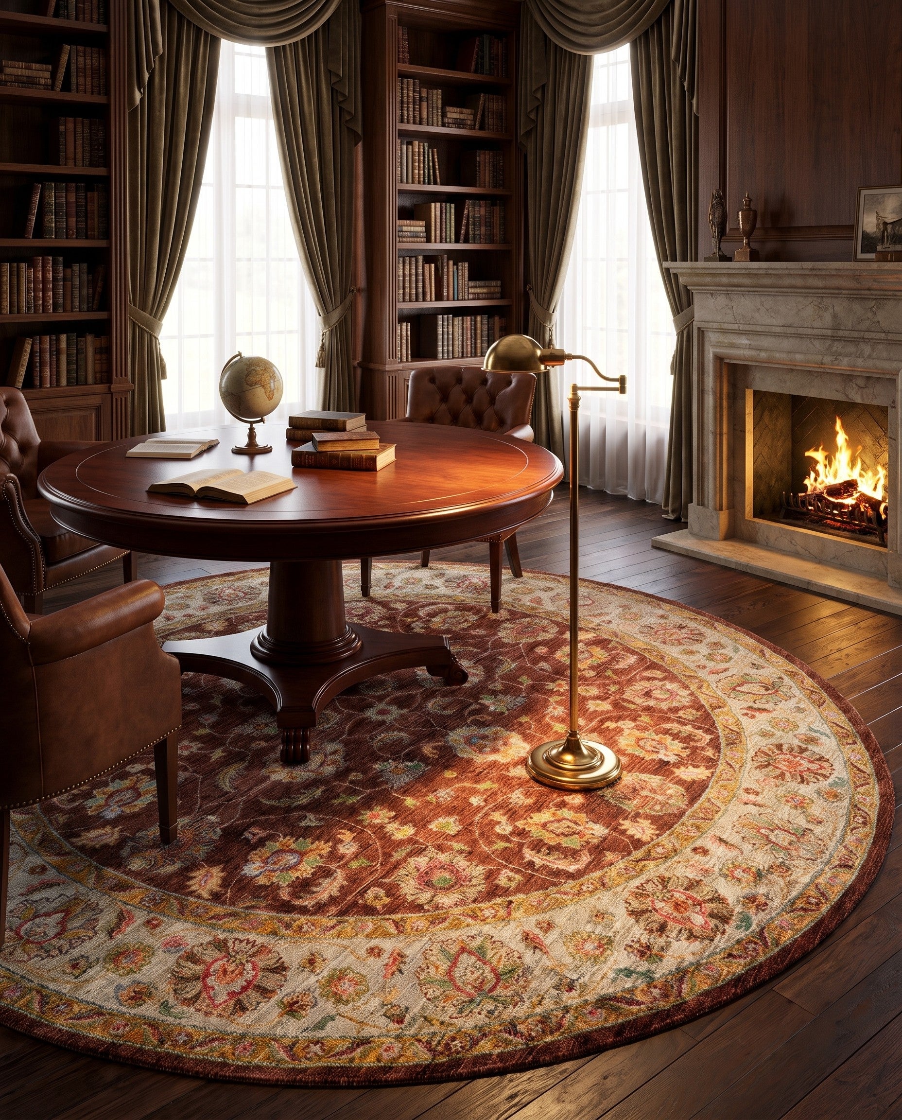 8' x 8' Hand Knotted Peshawar Ziegler Round Rug