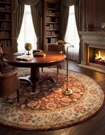 8' x 8' Hand Knotted Peshawar Ziegler Round Rug