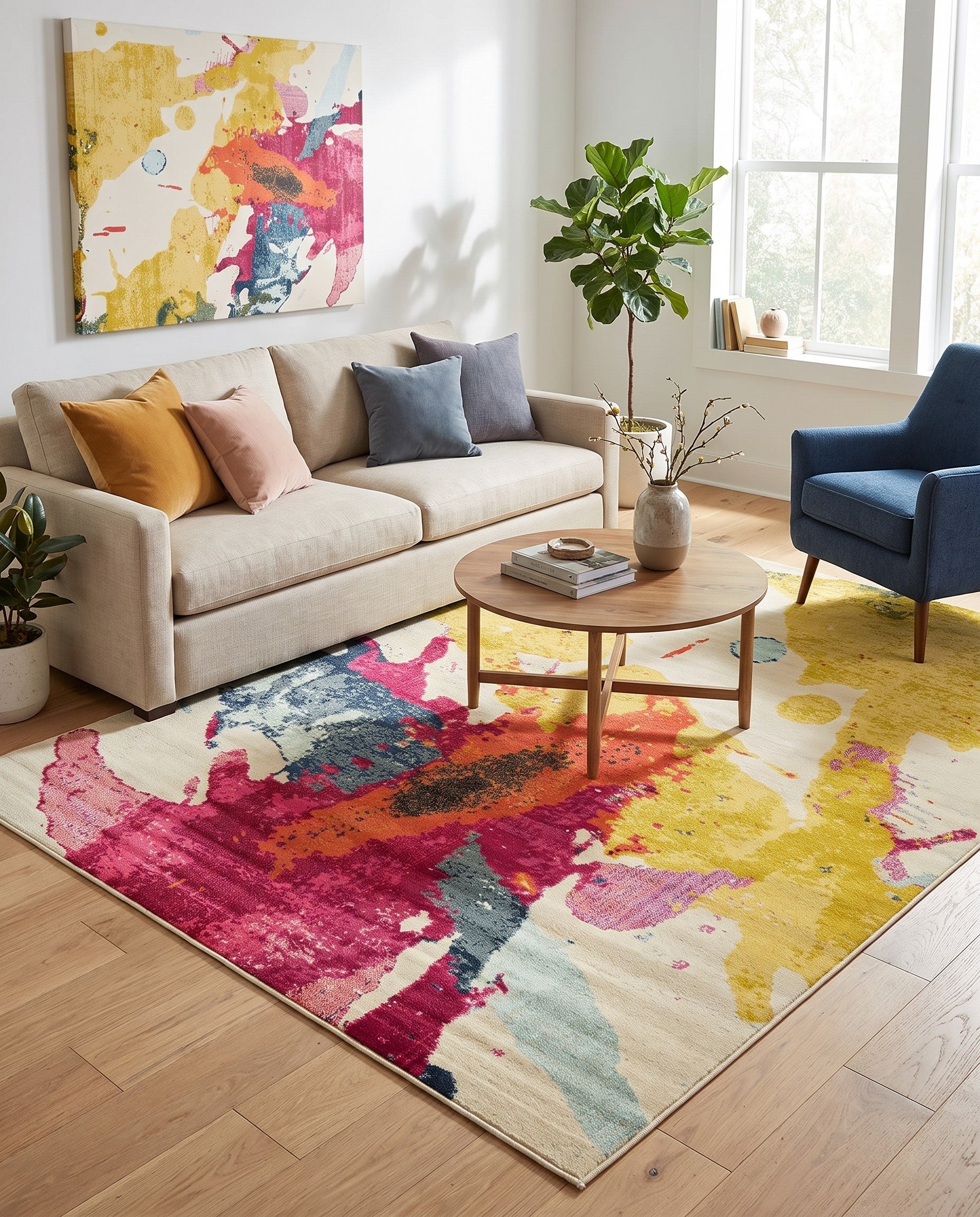 Beige Washable Hyacinth Rug