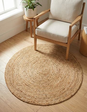 Natural Handmade Braided Jute Luxe Round Rug