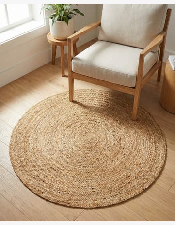 Natural Handmade Braided Jute Luxe Round Rug