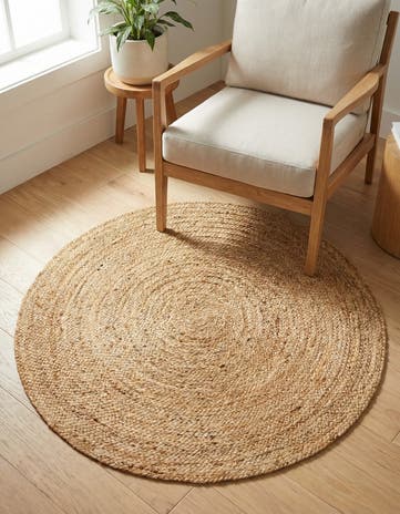 Natural Handmade Braided Jute Luxe Round Rug