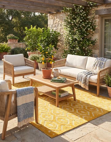 6' x 9' Easy-Clean Trellis Textured Indoor / Outdoor Rug