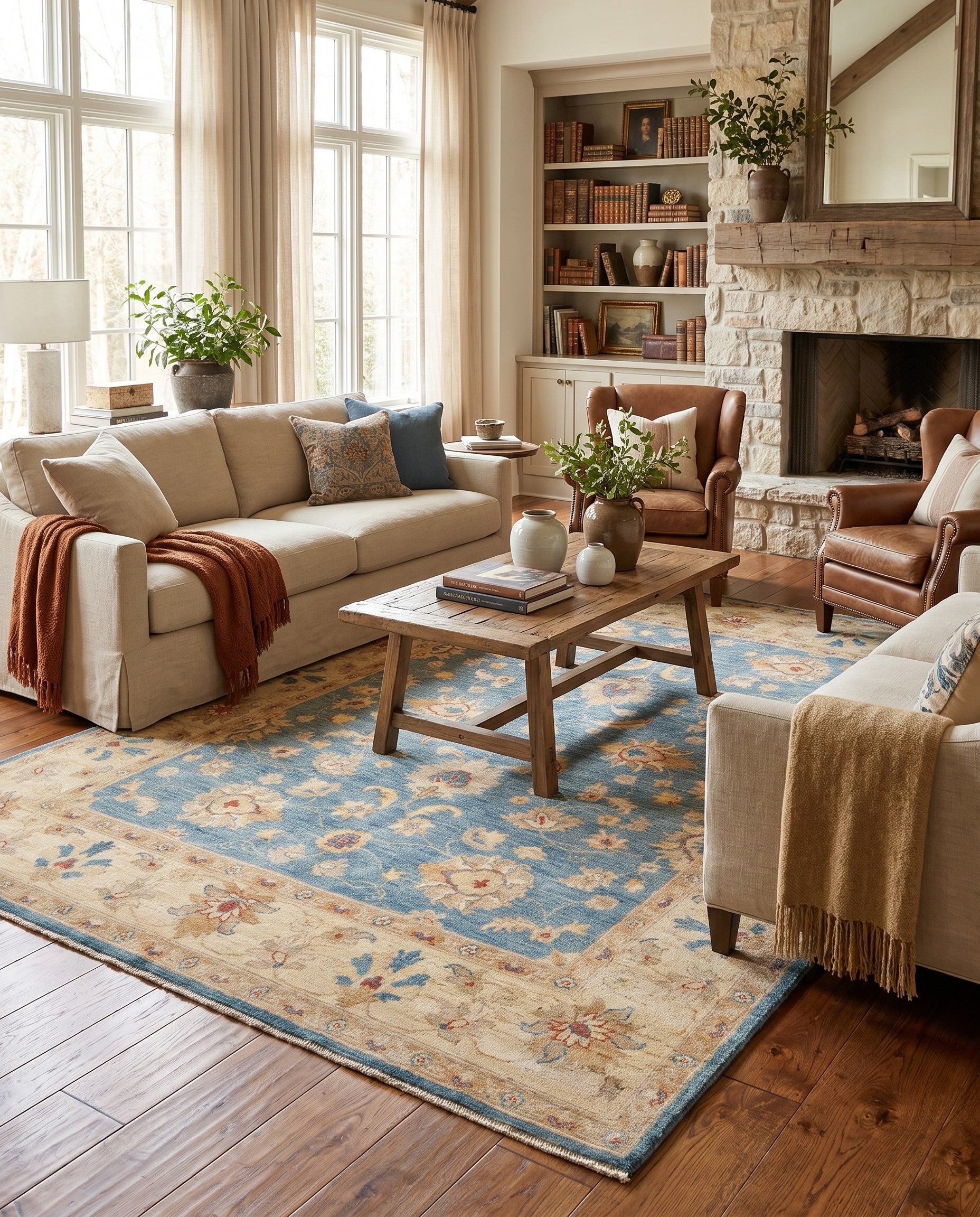 165cm x 235cm Hand Knotted Ziegler Rug