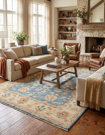 165cm x 235cm Hand Knotted Ziegler Rug