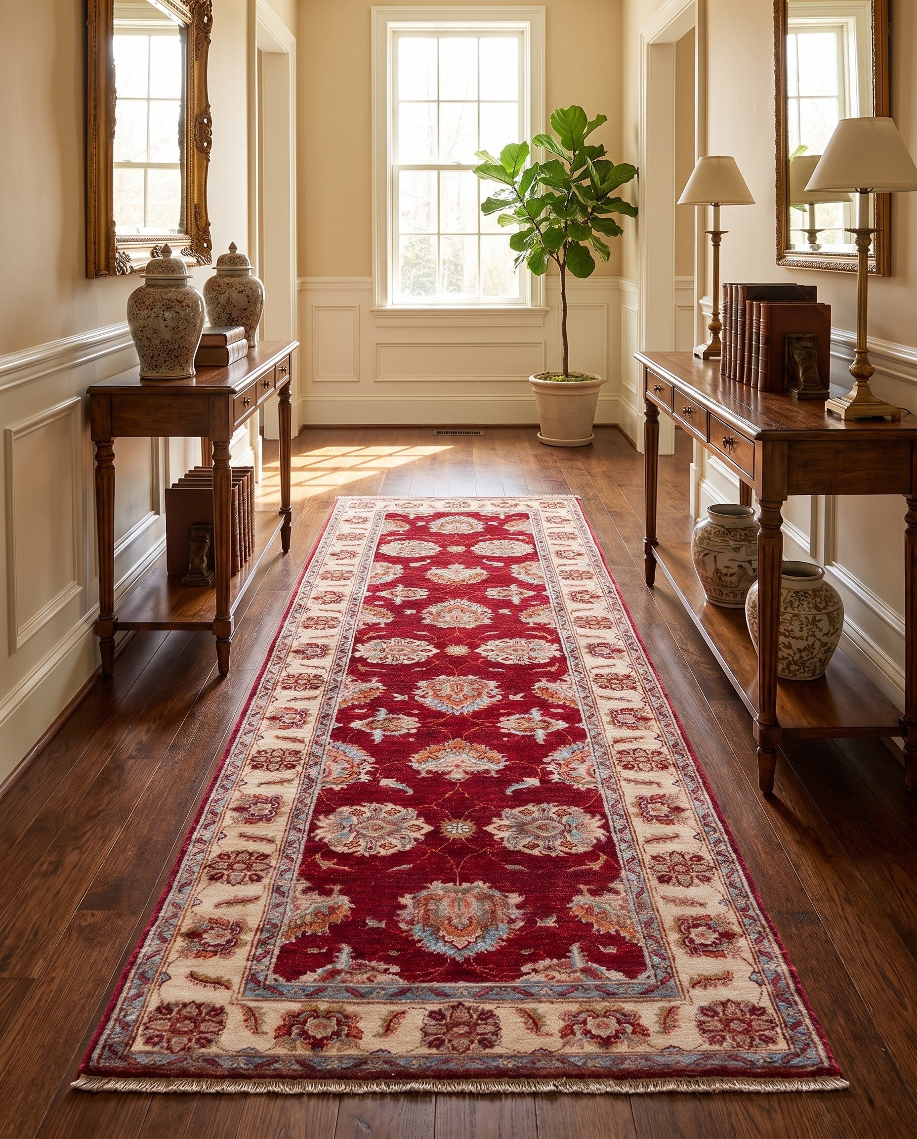 2' 9 x 8' 4 Hand Knotted Pershawar Ziegler Runner Rug