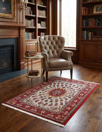 3' 7 x 4' 11 Hand Knotted Qom Persian Rug