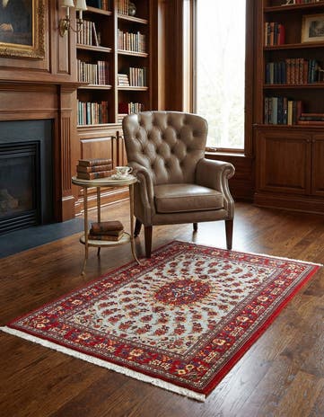 3' 7 x 4' 11 Hand Knotted Qom Persian Rug