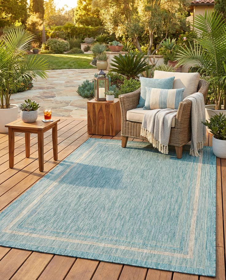 Detail image of 5' 3 x 8' Easy-Clean Border Indoor / Outdoor Rug