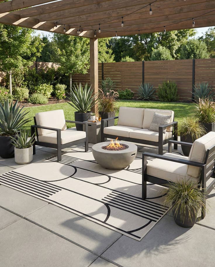 Detail image of 10' x 10' Easy-Clean Modern Indoor / Outdoor Square Rug