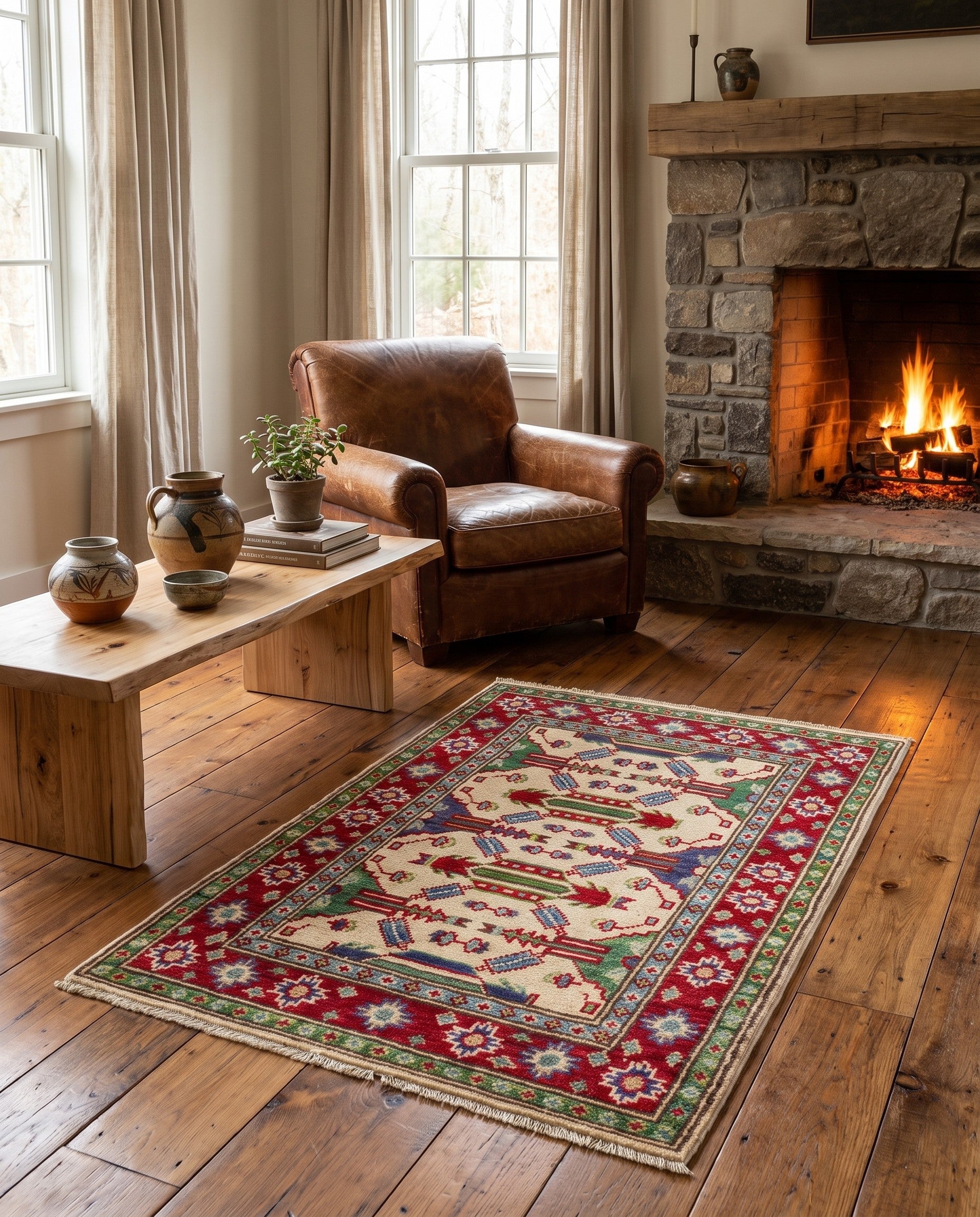 2' x 3' 3 Hand Knotted Kazak Rug