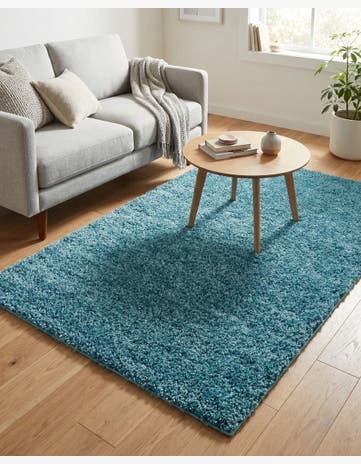Turquoise Soft Solid Shag Rug