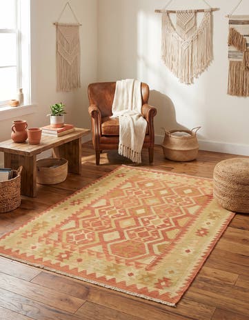 3' 9 x 5' 9 Hand Woven Kilim Waziri Wool Rug