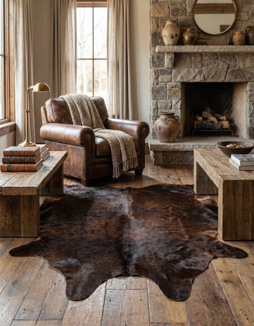 4' 10 x 5' 9 Cowhide Leather Rug