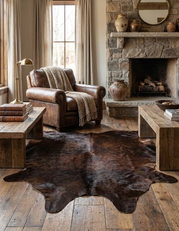 4' 10 x 5' 9 Cowhide Leather Rug