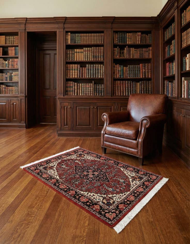 Detail image of 3' 3 x 4' 9 Bidjar With Silk Rug