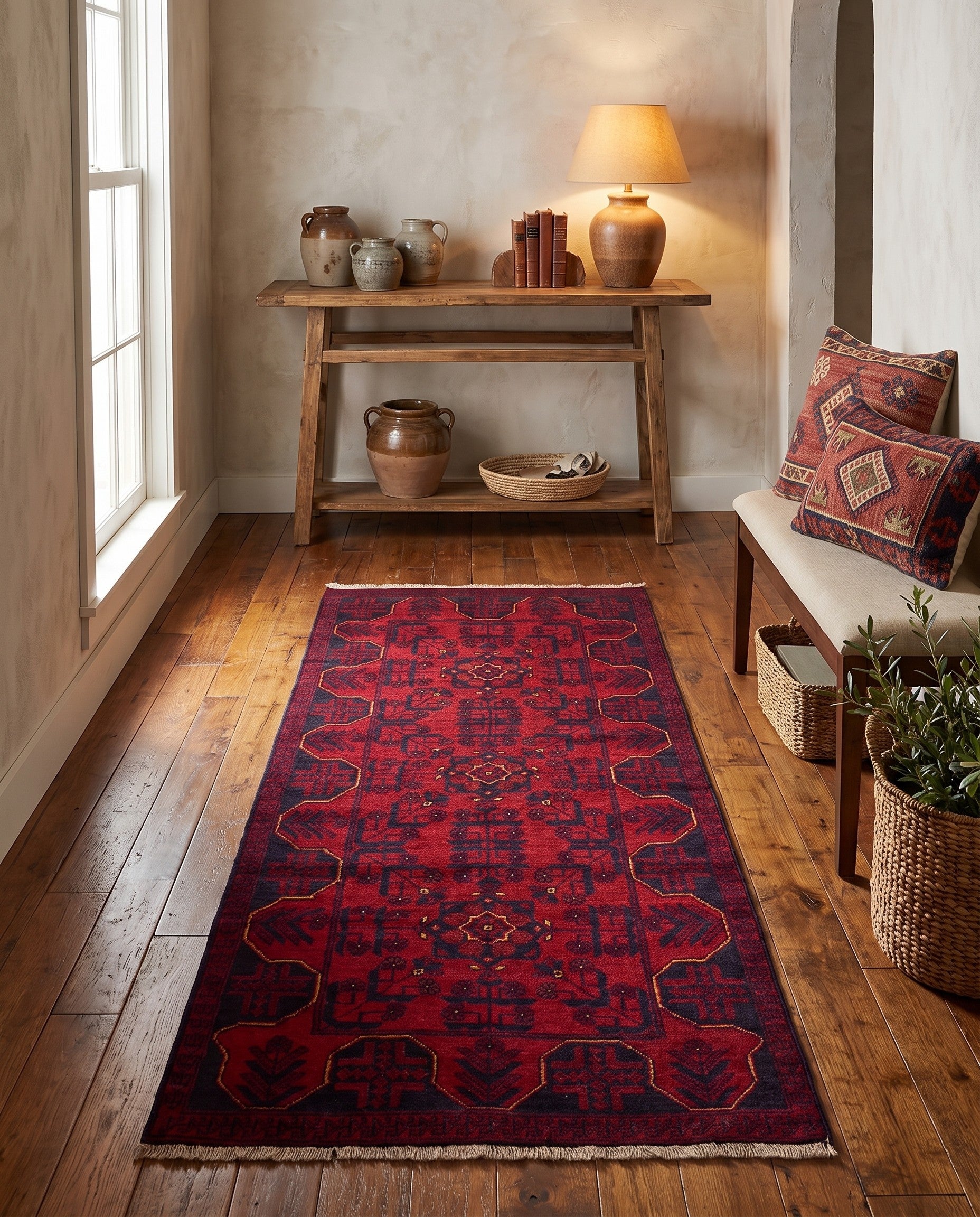 2' 7 x 6' 1 Afghan Akhche Wool Runner Rug