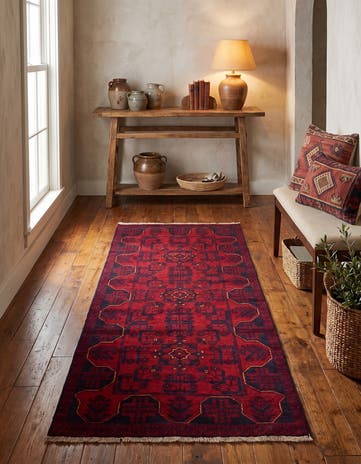 2' 7 x 6' 1 Afghan Akhche Wool Runner Rug