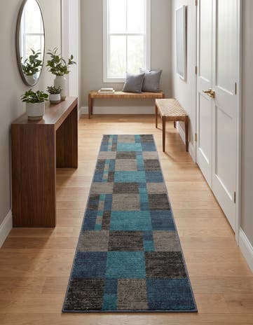 Blue Gray Equinox Runner Rug