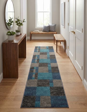 Blue Gray Equinox Runner Rug