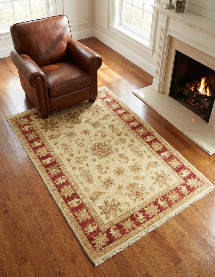 Detail image of 3' 3 x 4' 11 Hand Knotted Peshawar Ziegler Rug