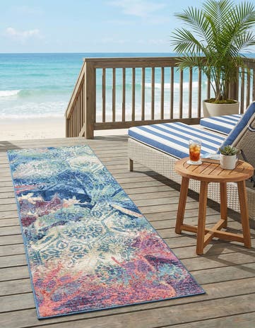 2' x 6' Easy-Clean Coastal Indoor / Outdoor Runner Rug