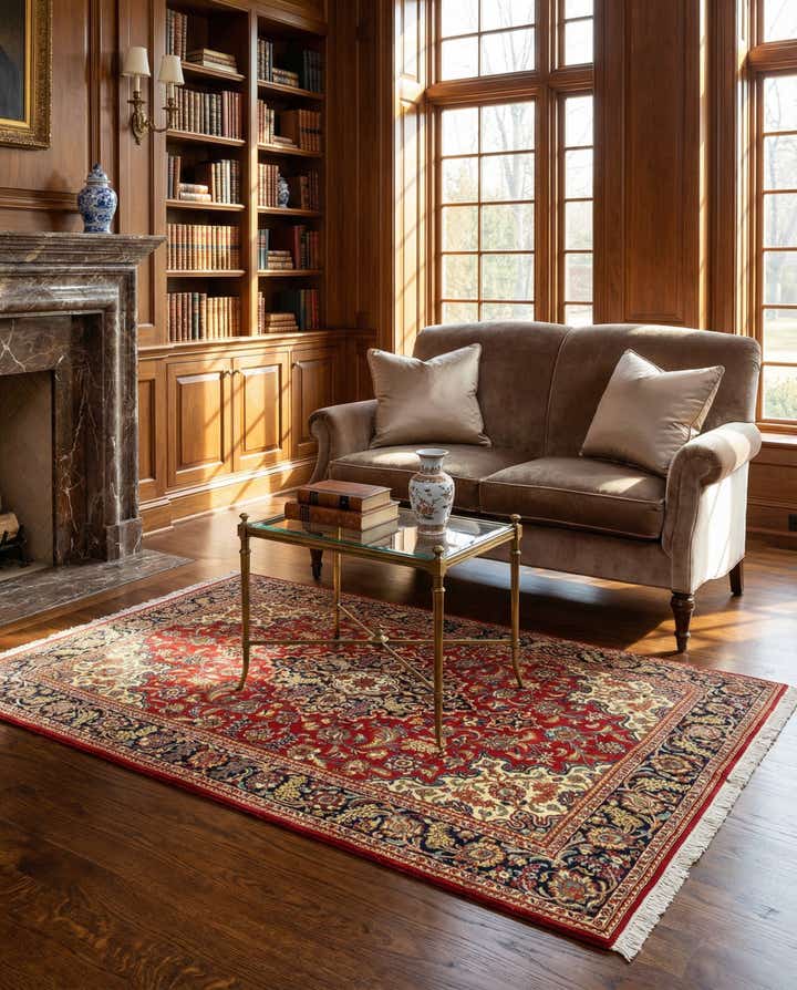 4' 8 x 7' 1 Hand Knotted Qom Persian Rug