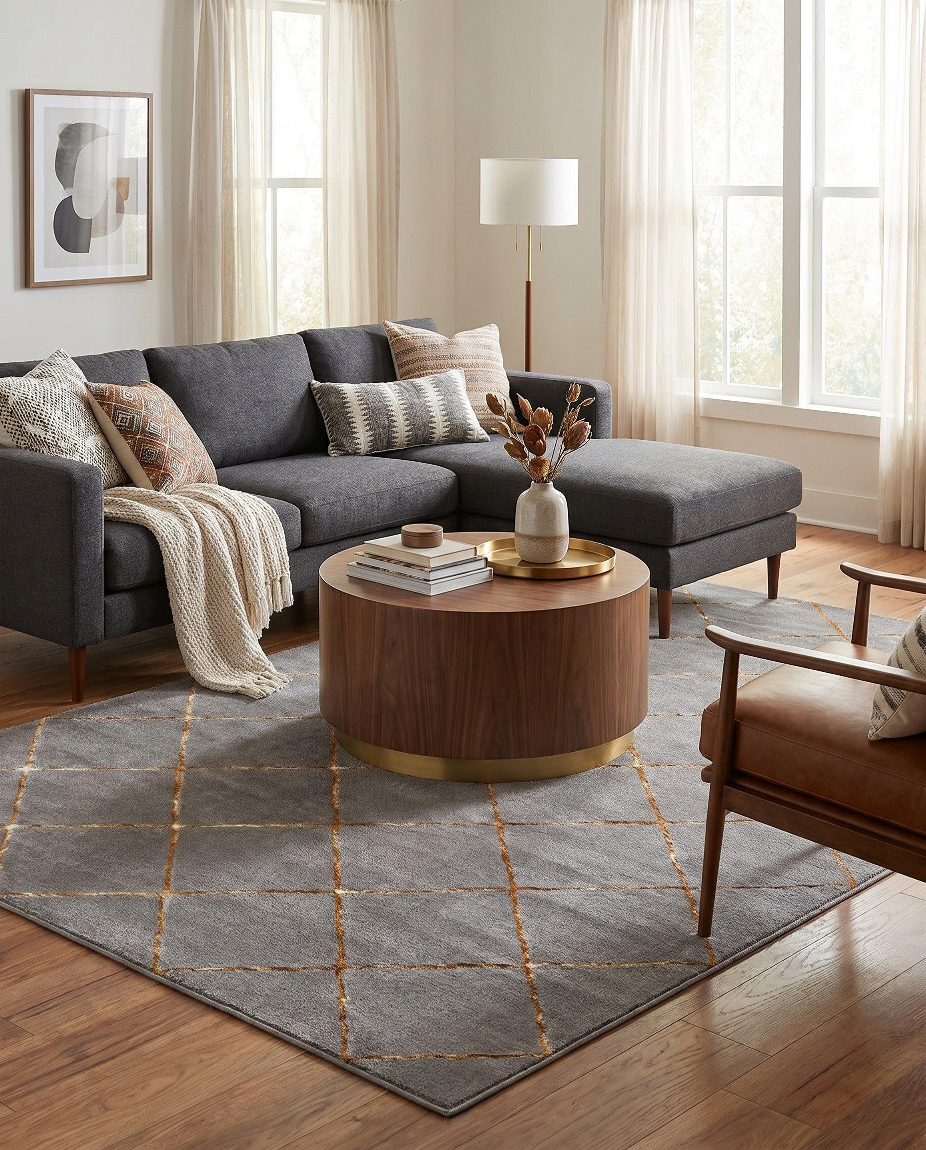 Gray and Gold Vogue Geo Rug