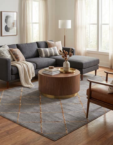 Gray and Gold Vogue Geo Rug