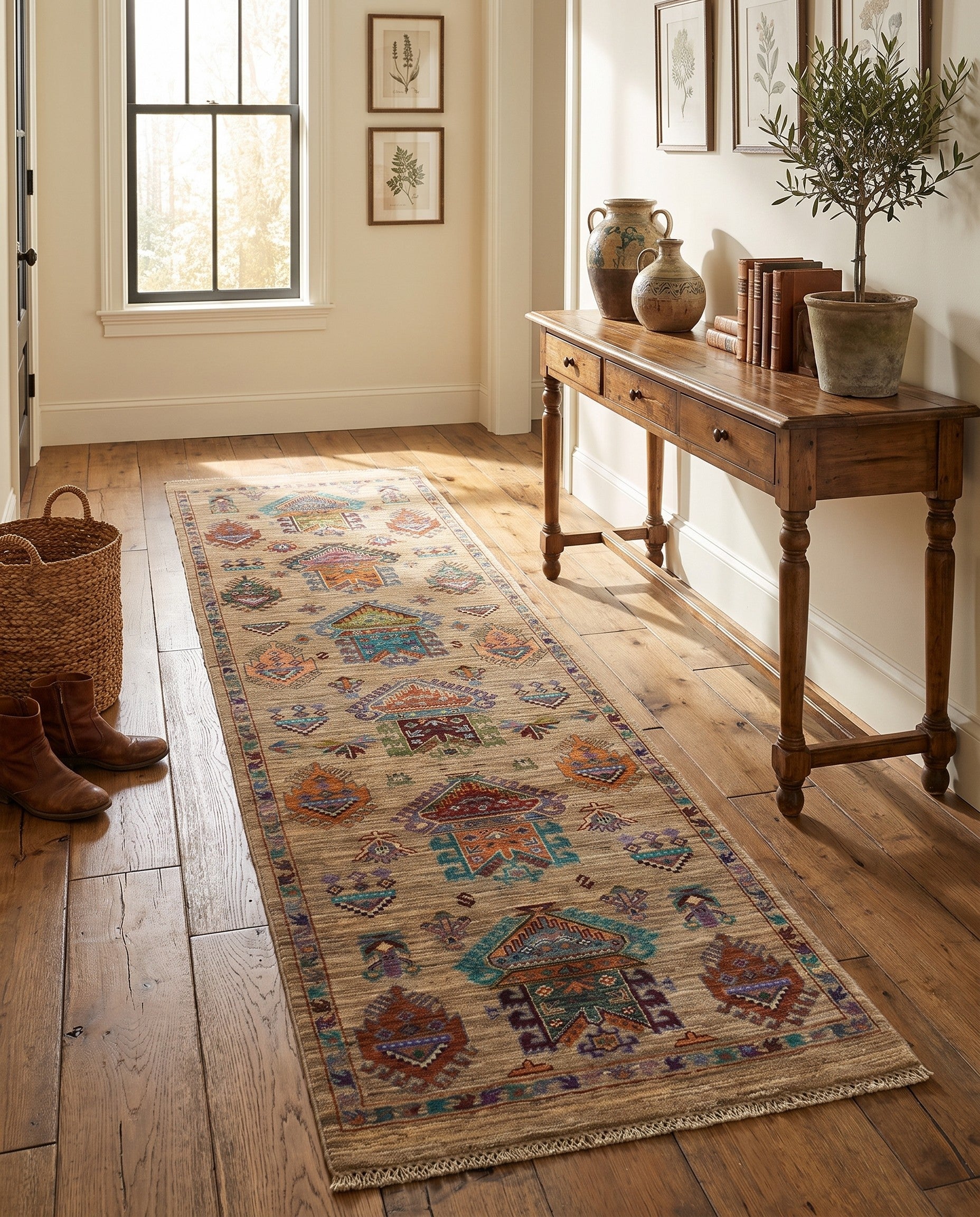 2' 5 x 9' 7 Hand Knotted Ariana Ziegler Runner Rug