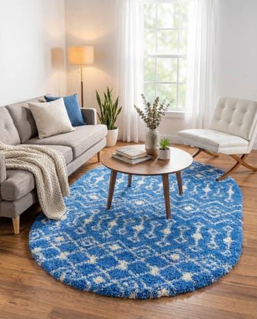  5' 3 x 8' Moroccan Trellis Shag Oval Rug