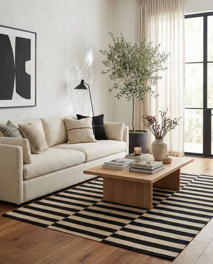 4' 3 x 5' 9 Hand Woven Kilim Modern Wool Rug