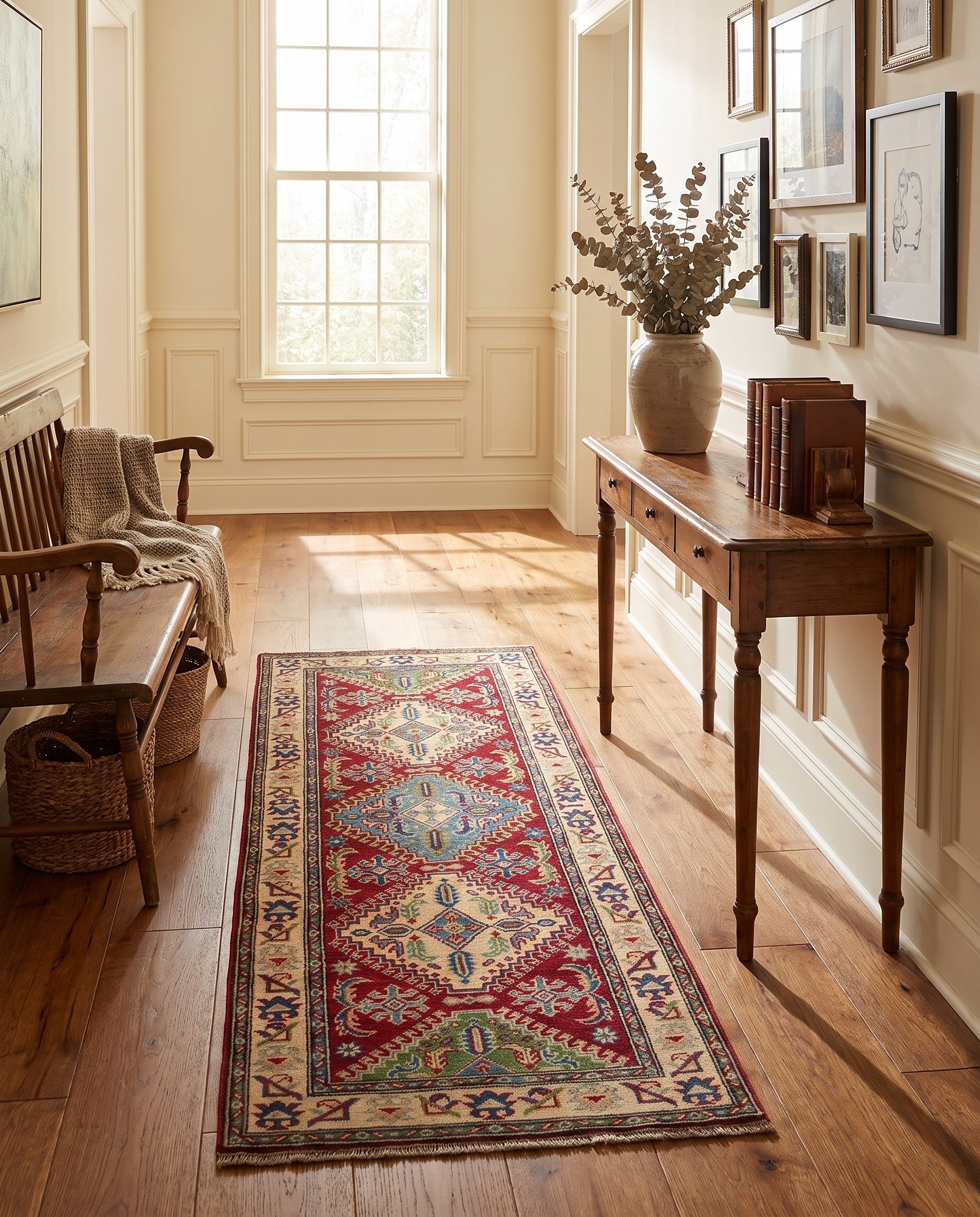 85cm x 195cm Hand Knotted Kazak Runner Rug