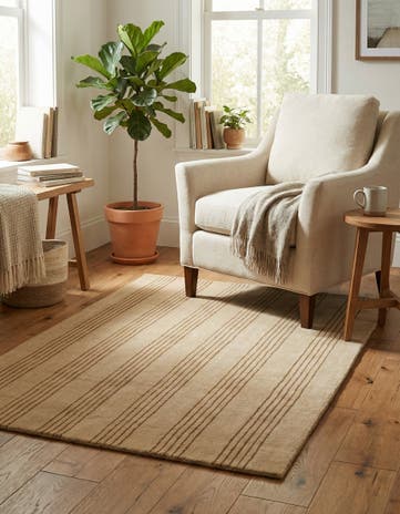 Beige Jill Zarin Striped Wool Rug