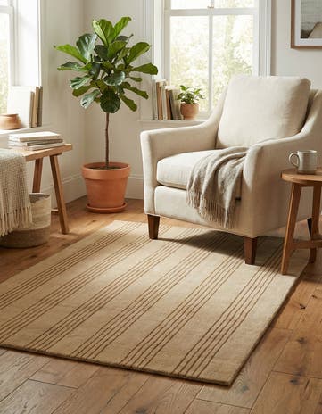 Beige Jill Zarin Striped Wool Rug