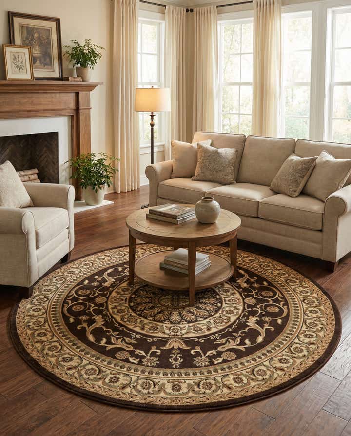 240cm x 240cm Klassieke Aubusson Rond Vloerkleed