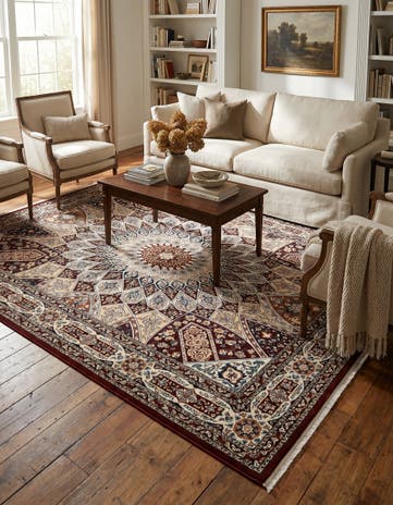 Burgundy Nain Design Rug