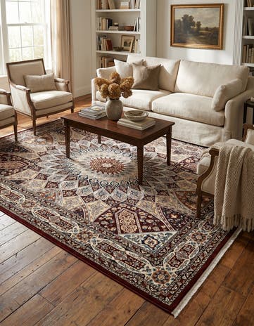 Burgundy Nain Design Rug