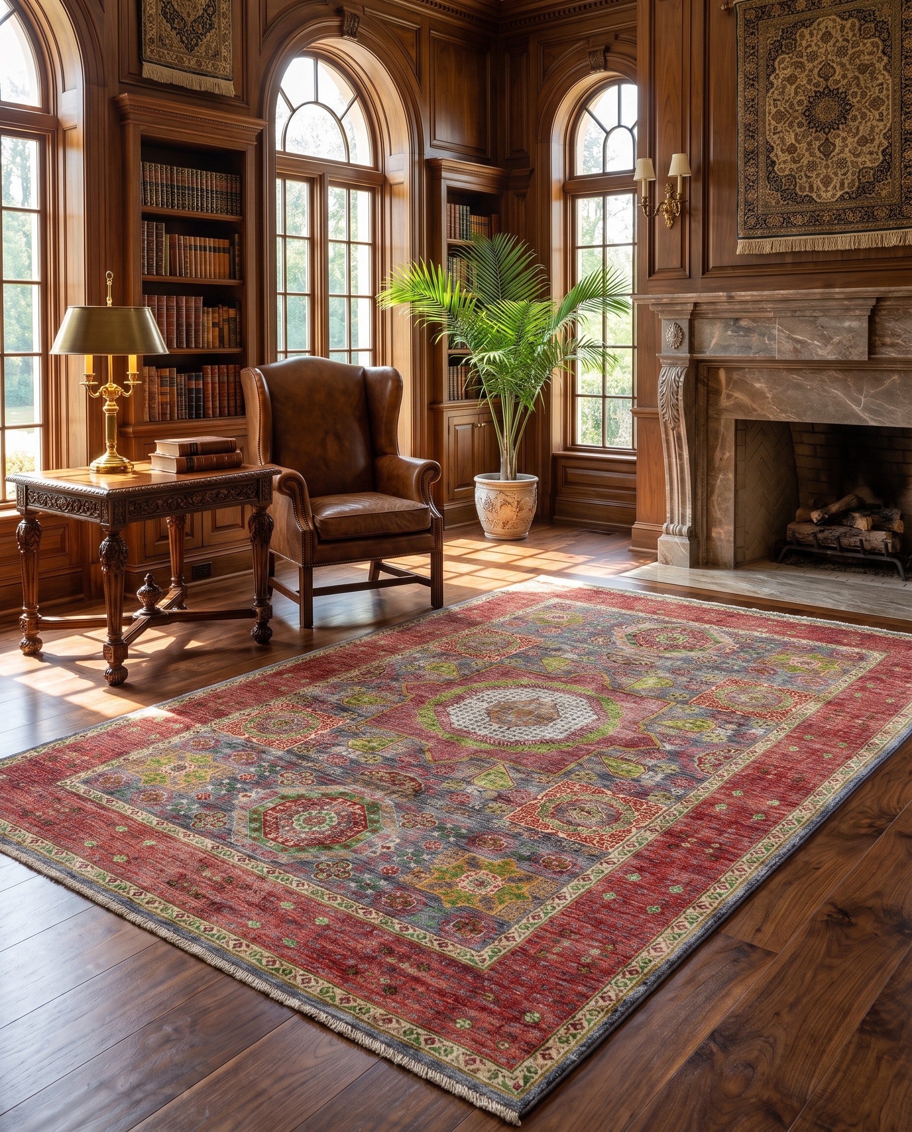 6' 6 x 9' 9 Hand Knotted Mamluk Ziegler Rug