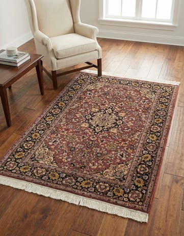 4' 3 x 6' 1 Hand Knotted Kashmir Oriental Wool Rug