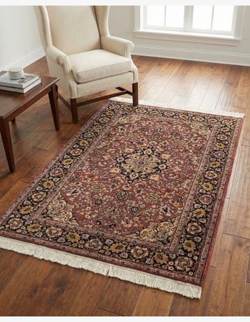 4' 3 x 6' 1 Hand Knotted Kashmir Oriental Wool Rug