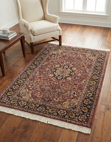 4' 3 x 6' 1 Hand Knotted Kashmir Oriental Wool Rug