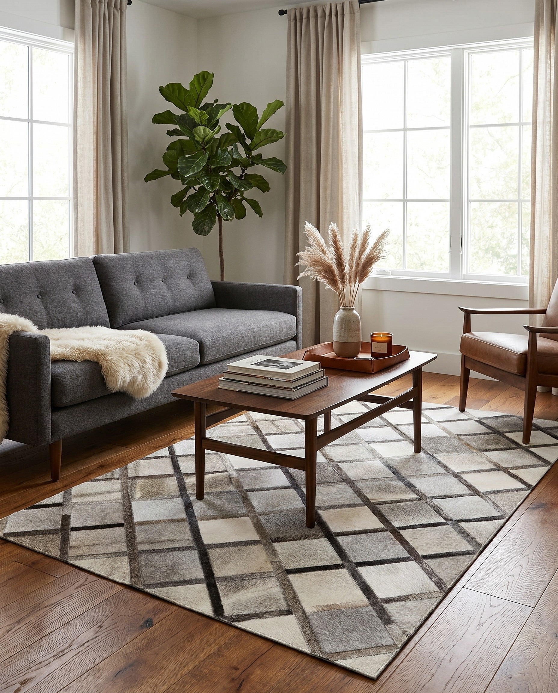 4' 1 x 6' 3 Cowhide Stocks Rug