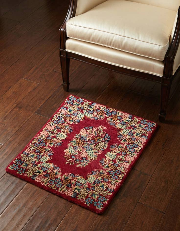 Detail image of 1' 8 x 2' 5 Hand Knotted Kerman Persian Square Rug